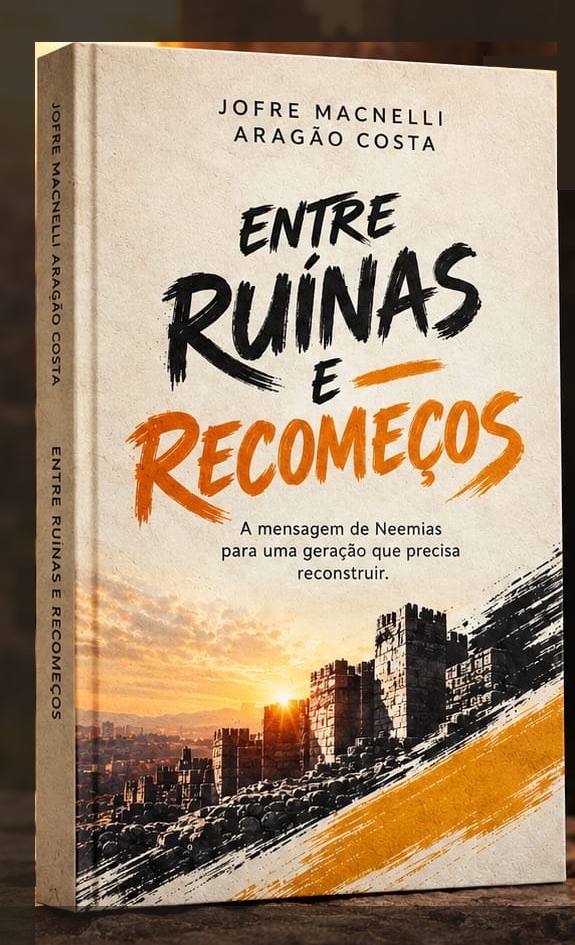 Capa do livro Entre Ruínas e Recomeços, de Jofre Macnelli Aragão Costa, com as muralhas de Jerusalém ao pôr do sol